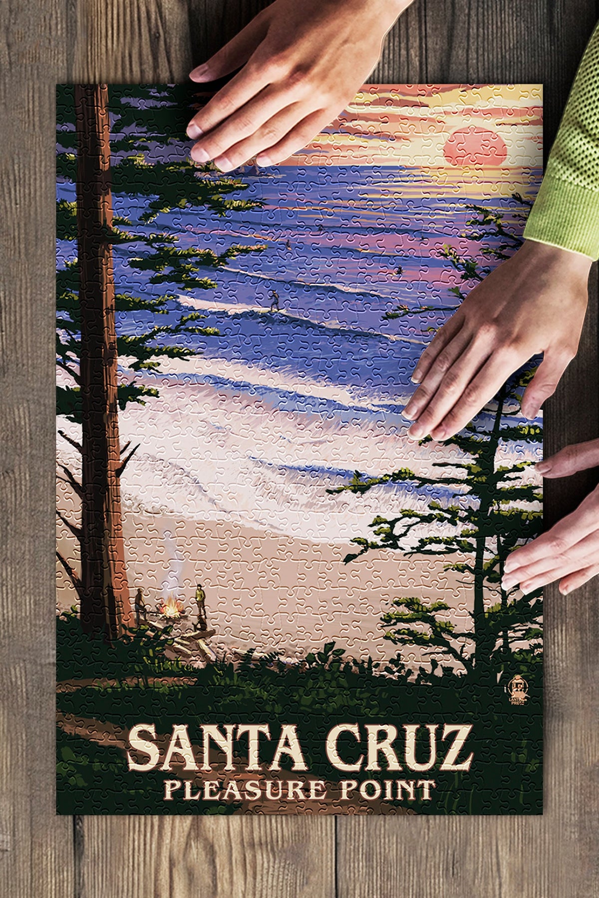 inches, Surfers (19x27 Made Jigsaw Point California, Puzzle 500 Family, Adults and Santa and Premium Pleasure Sunset in for USA) Piece Cruz,