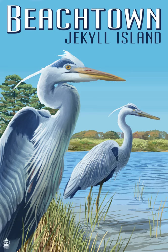 Georgia, Island, Jekyll Beachtown, in Blue Adults 19x27, Jigsaw Made for and (1000 Puzzle Piece Herons Challenging USA) Family, Puzzle, Size