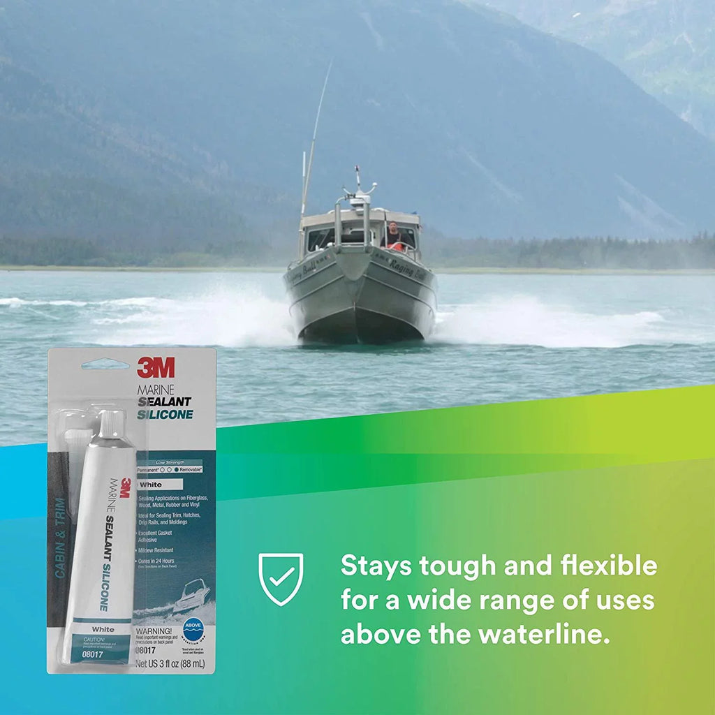 3M 08017 Grade Silicone Marine Boats White Sealant For and RVs 3 Ounces -