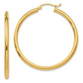 14kt Earrings; and and Women Tube Polished Men for Teens; Gold 2.5mm Yellow Lightweight Hoop Real Adults for