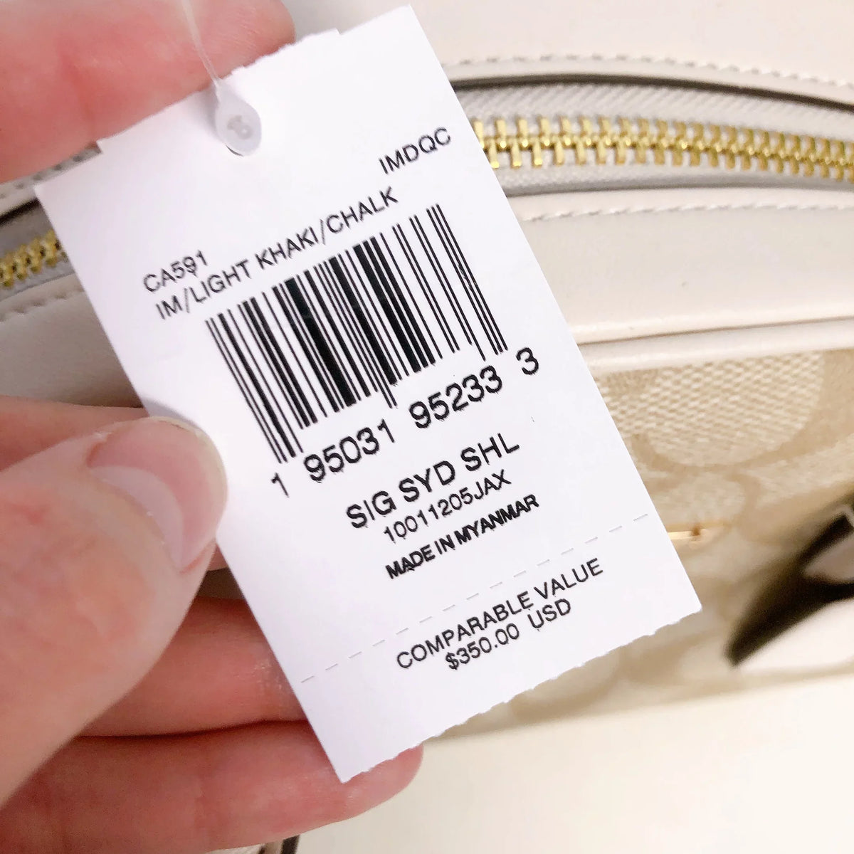 IN Satchel In Canvas CA591 Sydney KHAKI LIGHT Coach Signature CHALK
