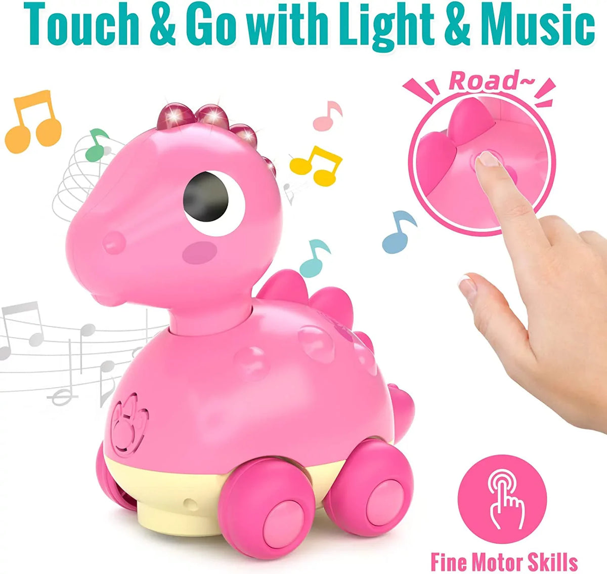 to for Dinosaur Baby 18 Baby Infant Toys Months 1 2, Touch Age Toys for Baby 1 Year Crawling Girl & for Pink Gifts 2 Musical Toys to Girl, Toys Toys - Go Months, Old Light Toy 3 12-18 12 Musical for