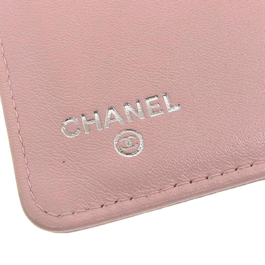 logo series caviar A48651 here pink Pre-Owned bi-fold Chanel skin wallet long (Good) 16 CHANEL mark