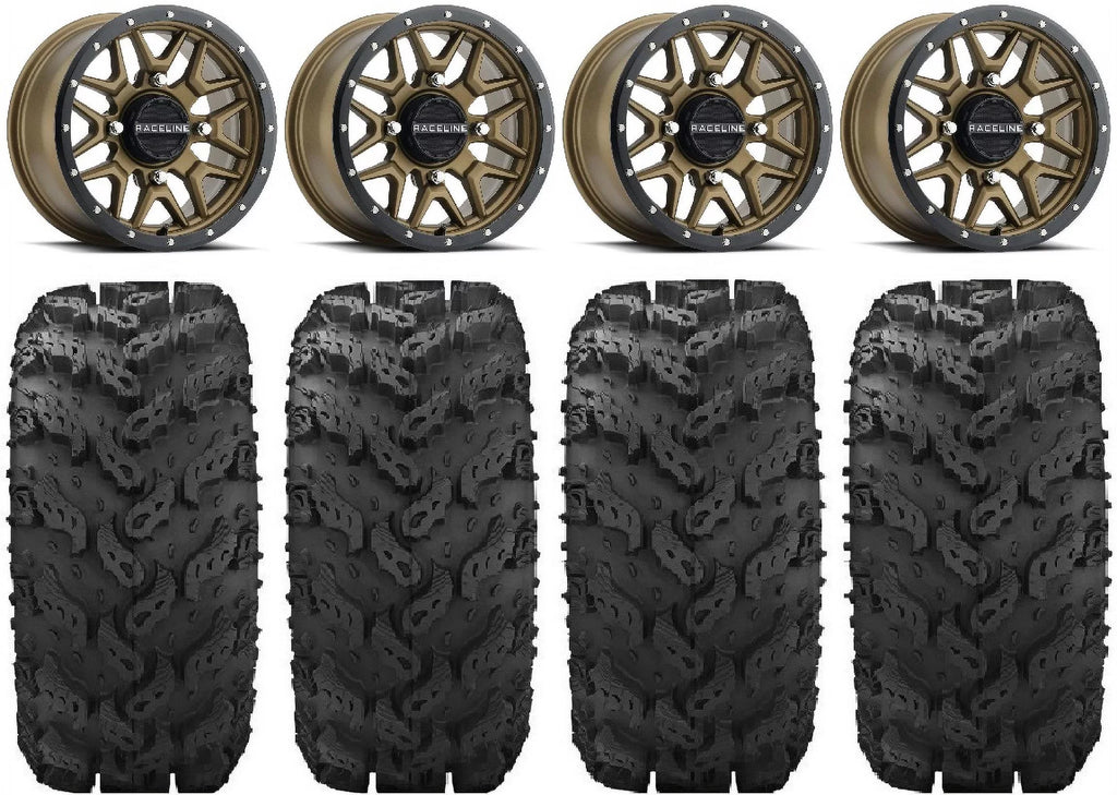 Kawasaki Krank Bronze Pro Tires Raceline FXT 28" Mule 14" Wheels Reptile