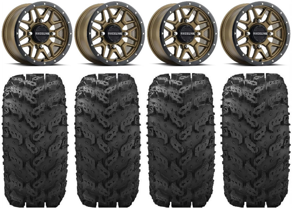 Kawasaki Krank Bronze Pro Tires Raceline FXT 28" Mule 14" Wheels Reptile
