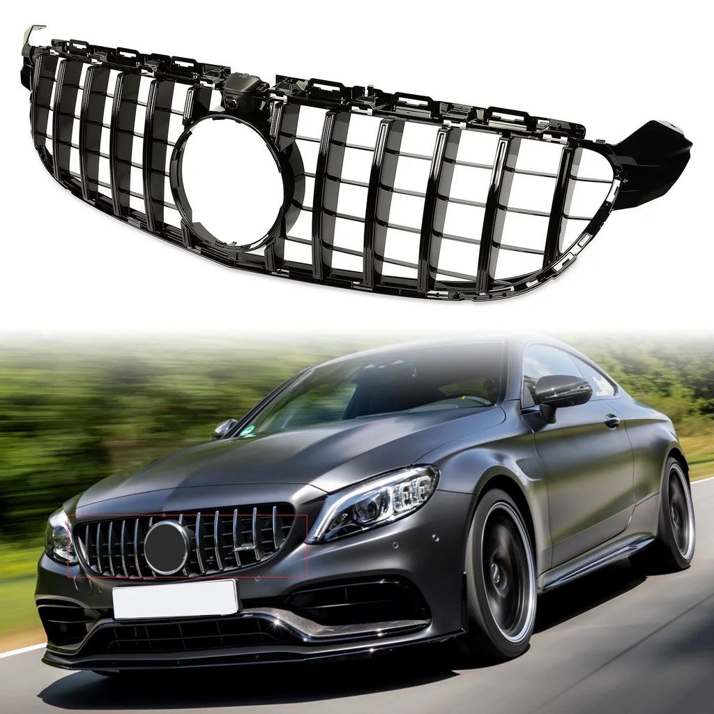 AMG Bumper Black S 2018 Or Cover Both Grille 2017 for with W205 for Benz 2016 Front Kojem Camera Mercedes without Model C63 Painted 2015