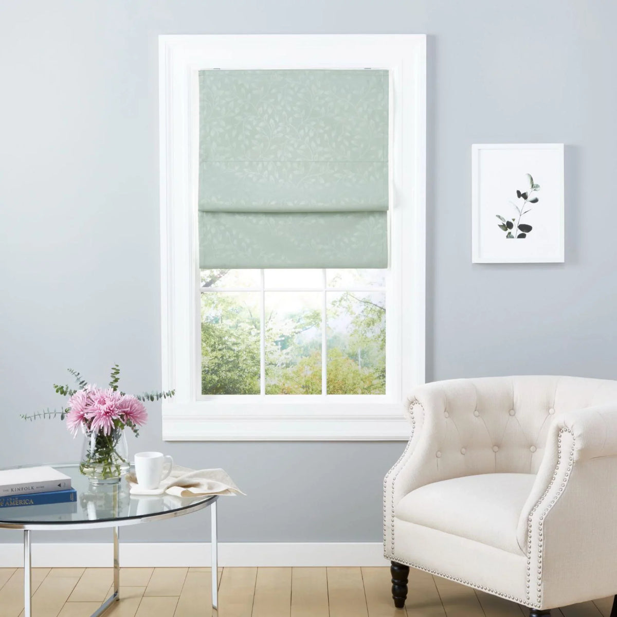 Home Botanical Shade, Sage Bolan Total Exclusive Blackout 64", 34"x Roman