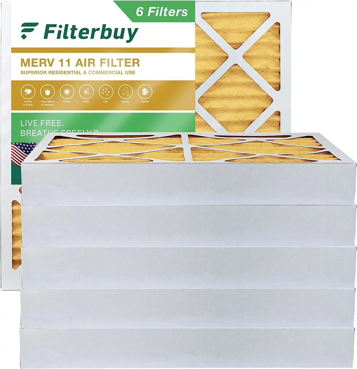 Air Furnace Filterbuy 11 Pleated MERV AC 20x20x4 HVAC (6-Pack) Filters