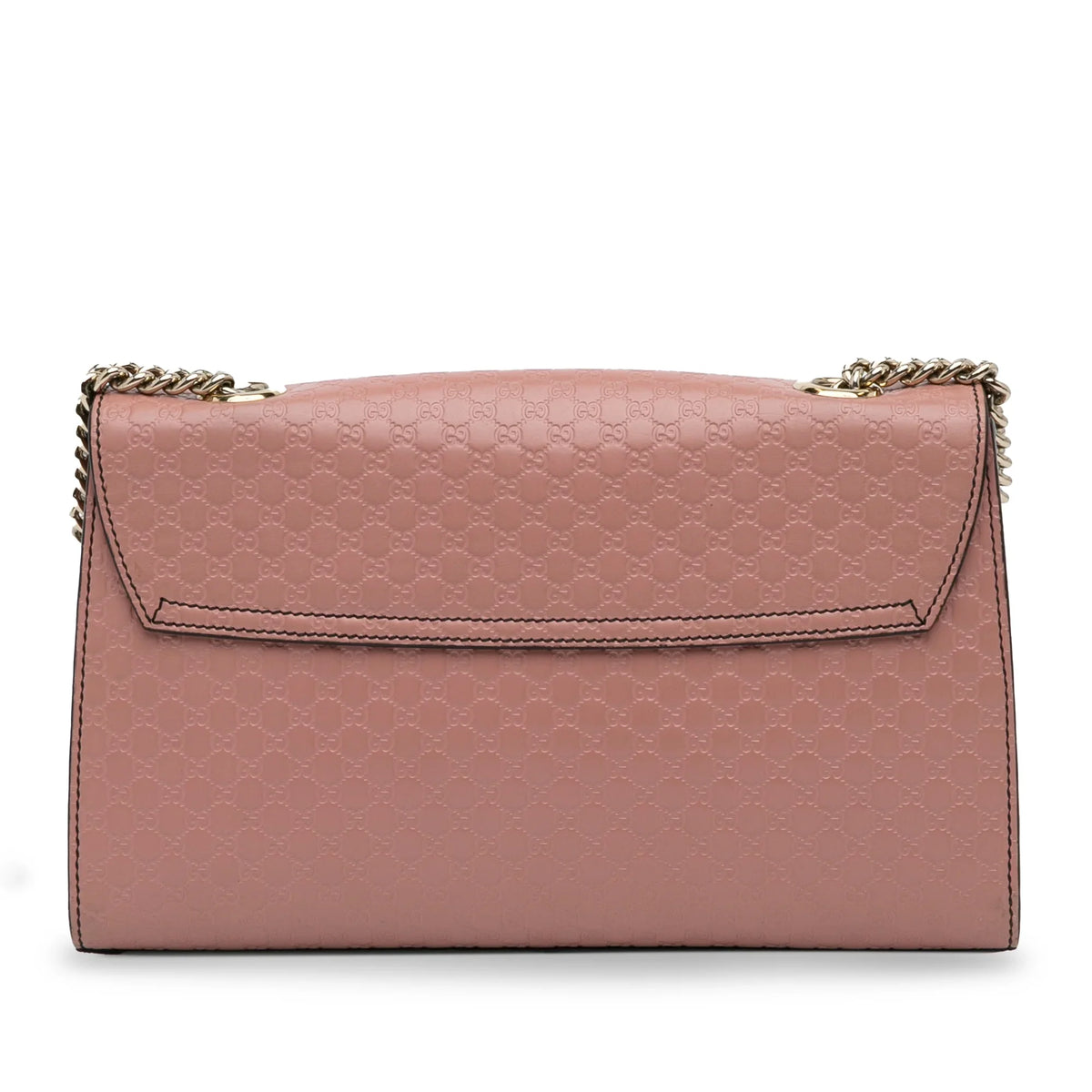 Authenticated Leather Calf Gucci Bag Shoulder Emily Pre-Owned (Good) Pink Medium Microguccissima Unisex