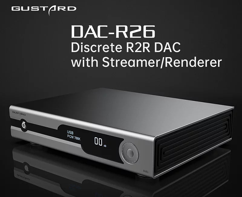 Decoder DSD (Black） R26 MQA Dual Gustard R2R LDAC Native Remote XMOS Discrete DAC Balanced with DAC Clock K2 Control