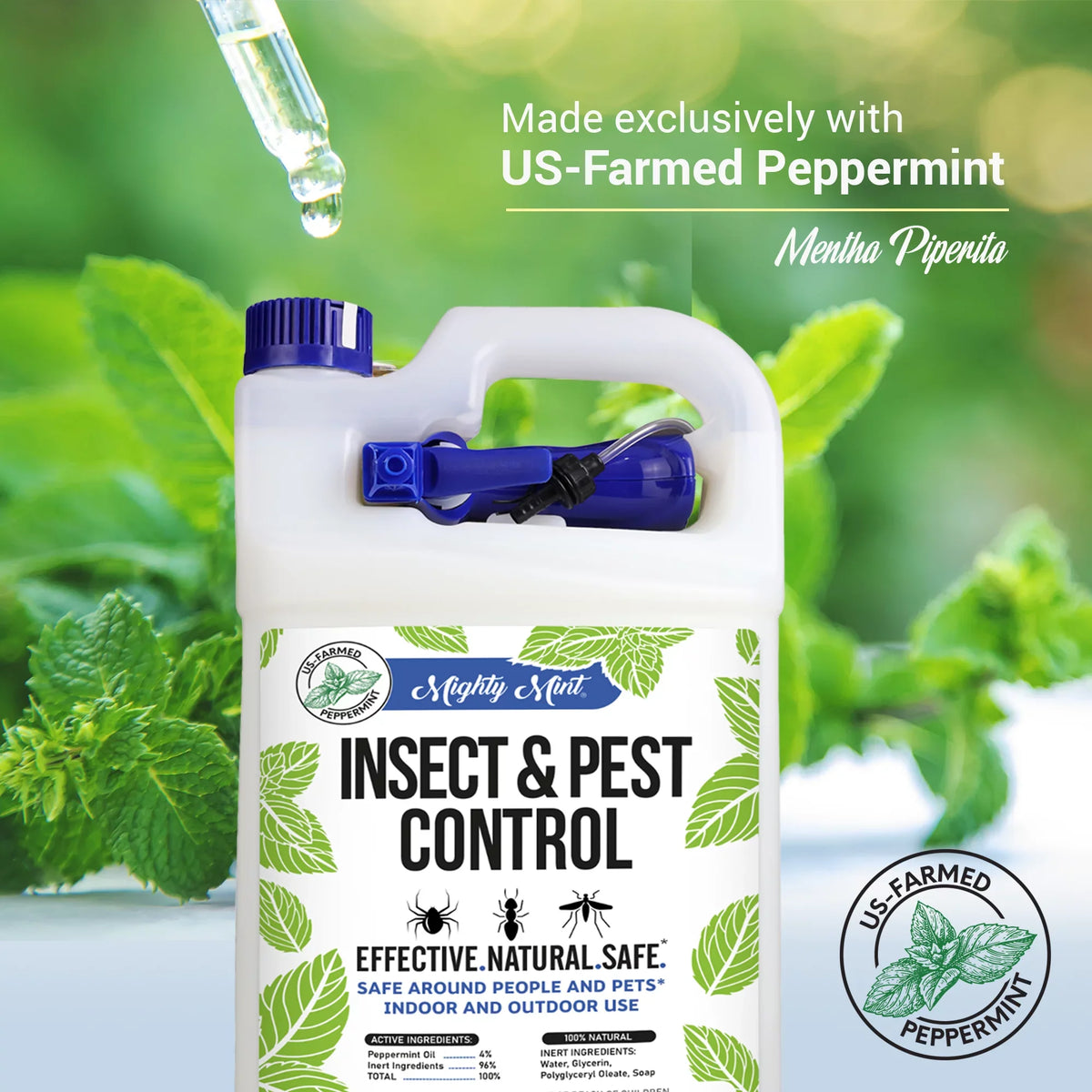 Spiders, Peppermint Mighty Mint Control Spray Ants, (128 & for More Oil Insect and Gallon oz) Pest