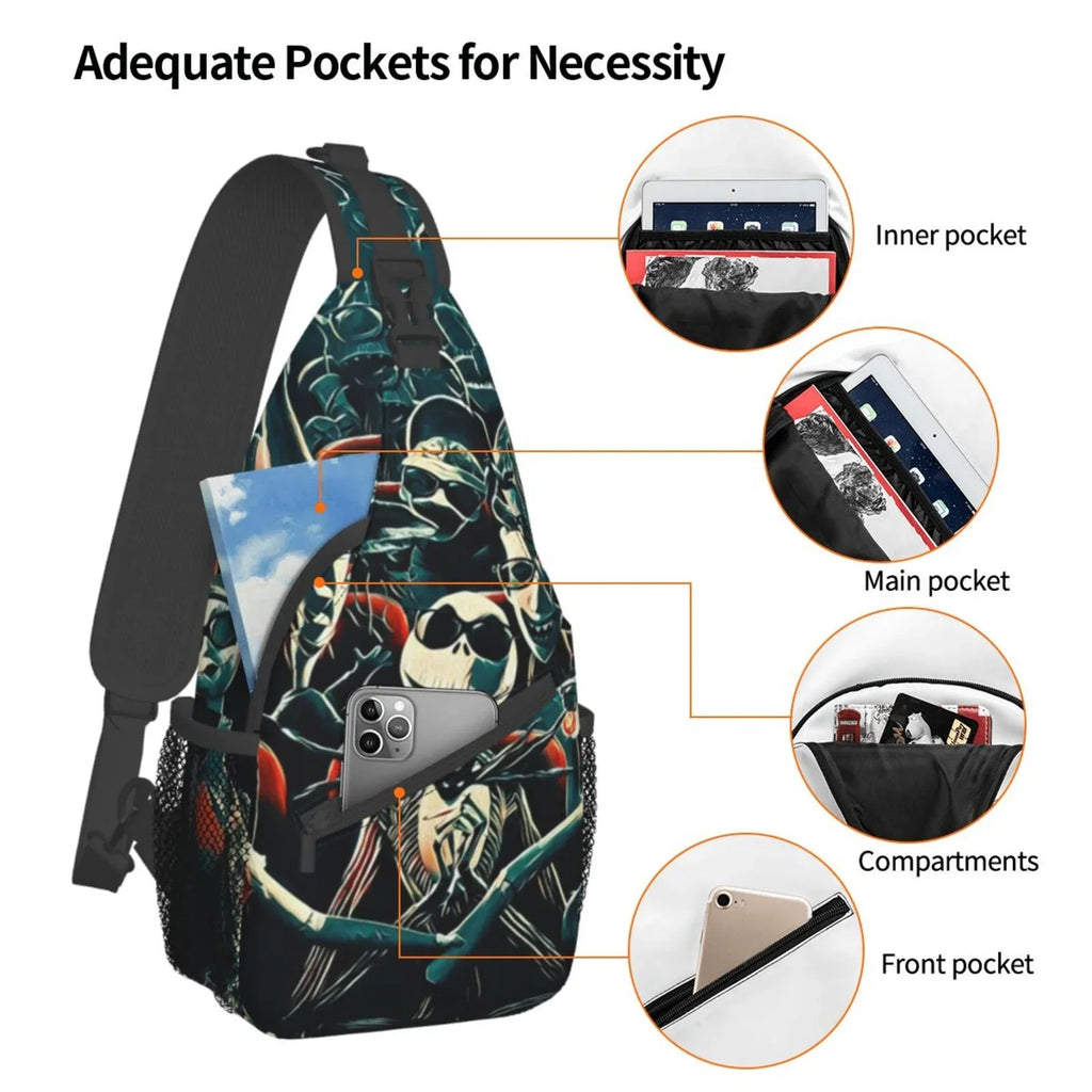 Chest Sling Crossbody Daypack Bag Gifts Unisex Jack Skellington For Hiking Backpack Women Travel Shoulder Bags Men