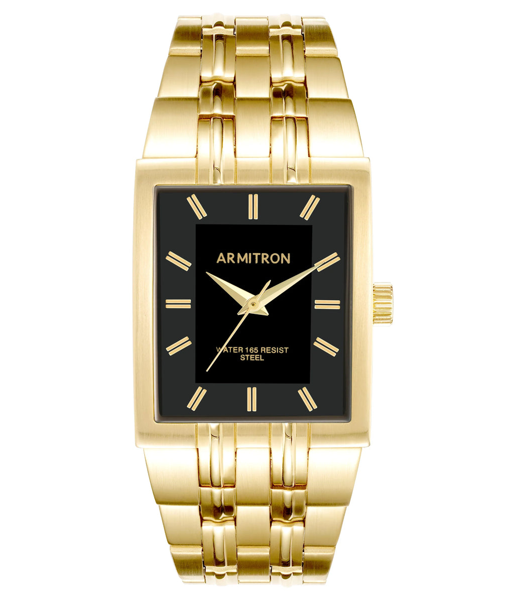 Band with Armitron Metal Dress Tone Gold Bracelet Mens Watch