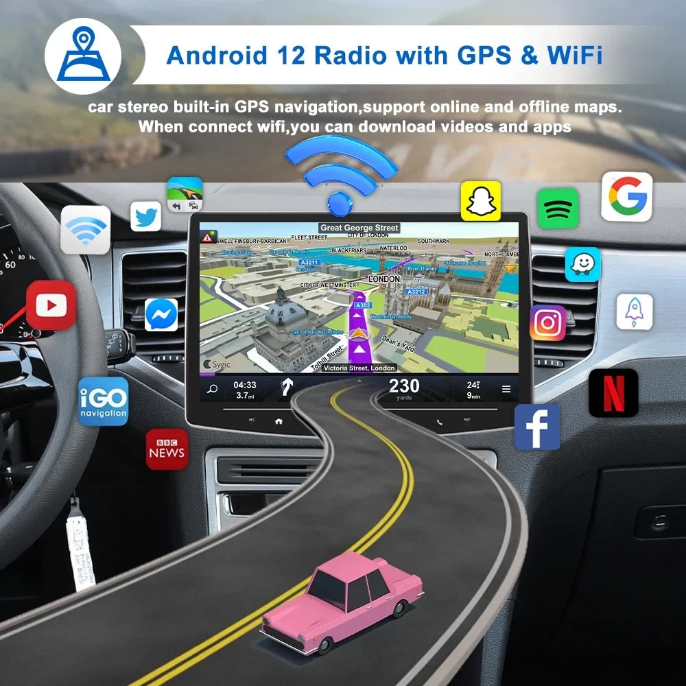 Mirror Screen 1 Touch 10 Apple Auto Receiver including Multimedia Player AHD Bluetooth Stereo Carplay Camera with Single Android FM Car USB HD Reversing USB Audio Inch Link Radio Din