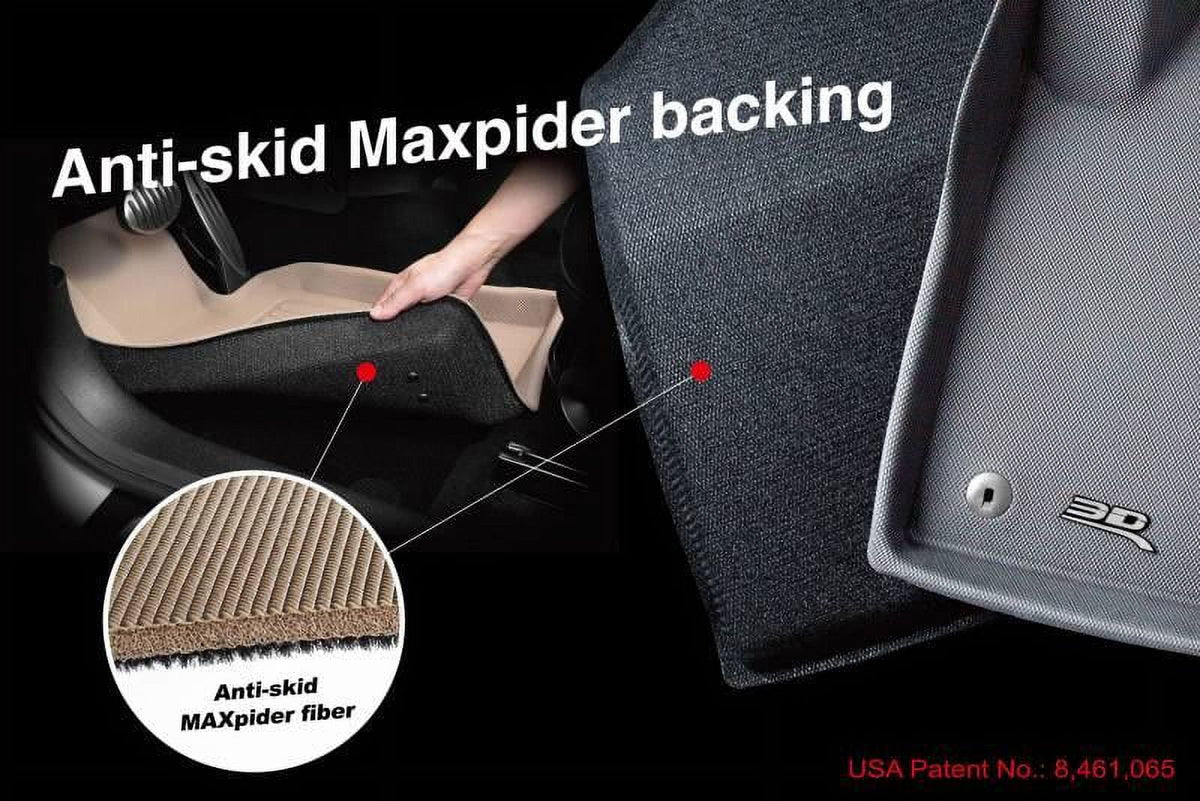 2008-2020 3rd Row Grand MAXpider Pattern Fiber L1DG01601509 1st Embossed Floor 3D Dodge Mat Row Row 2nd Carbon Caravan Fits Black Kagu