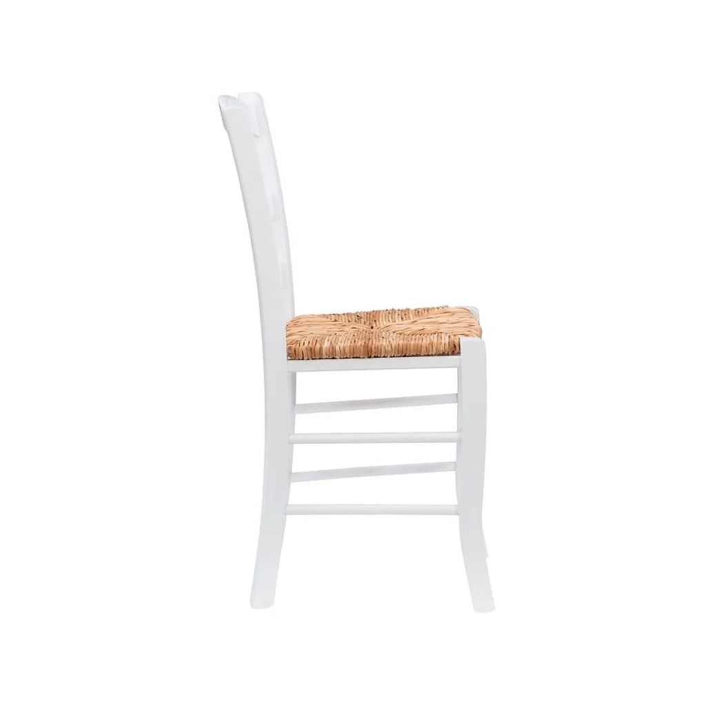 Linon White Karsyn Set Side Rush in Chairs Back of Seat Finish Two Ladder Wood