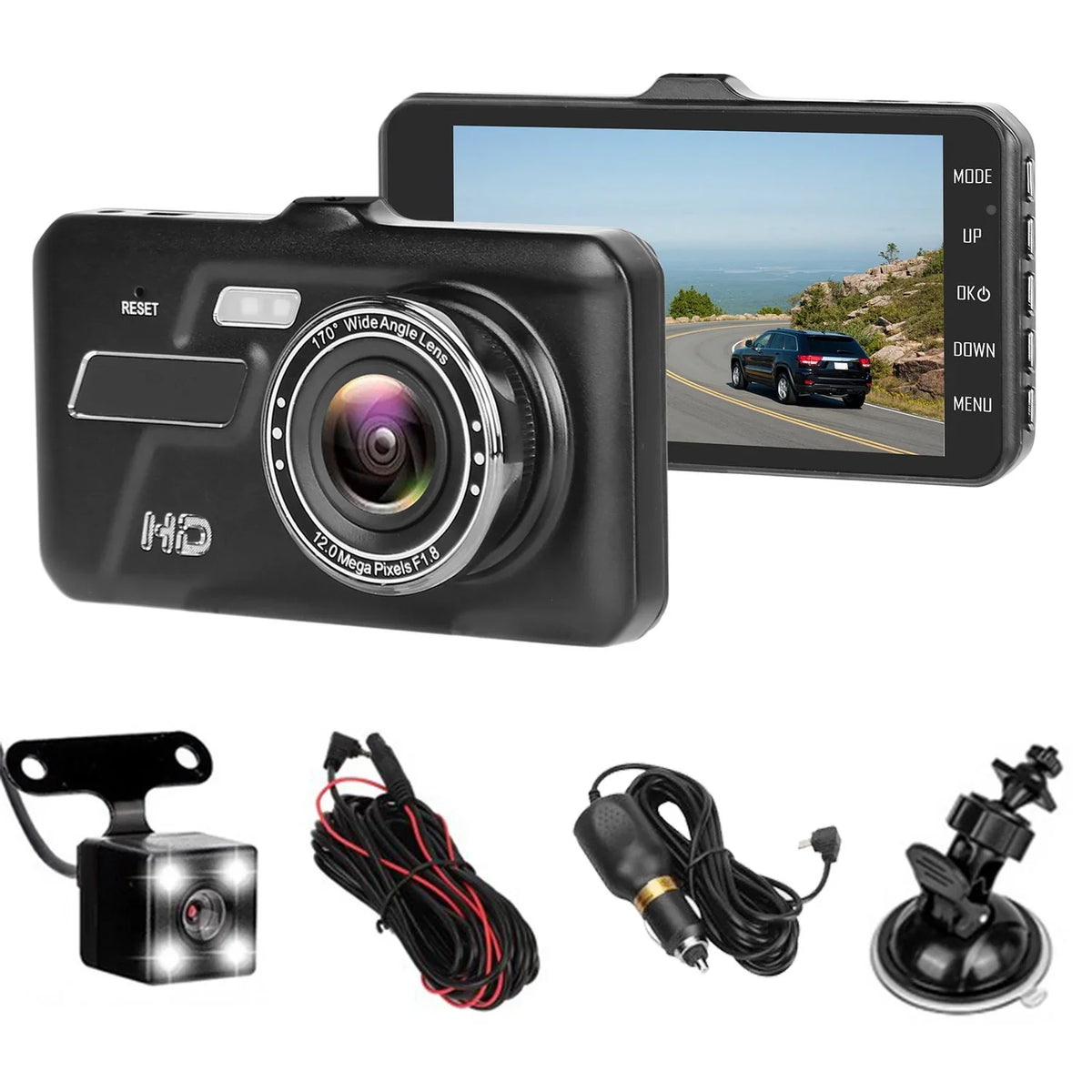 and Cam Camera with iMounTEK Rear IPS Car Dash Dashcams 4in Dual 1080P for Taxi Front Driving for Cars Touch Recorder Screen