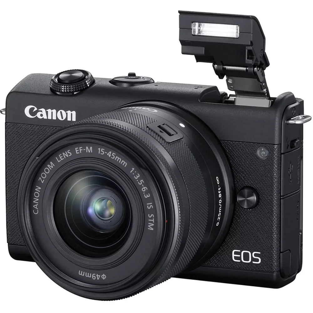15-45mm EOS M200 Filter Digital Lens Mirrorless Canon (Black) with Camera Bundle