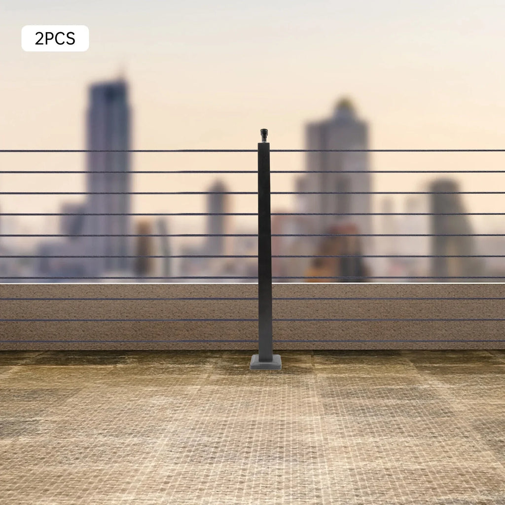 Railing Level Post Steel Cable Stainless for Two Railing Post System Deck Concrete Sides Wood Pre-Drilled Fence Cable 36''x2''x2'' Square Level