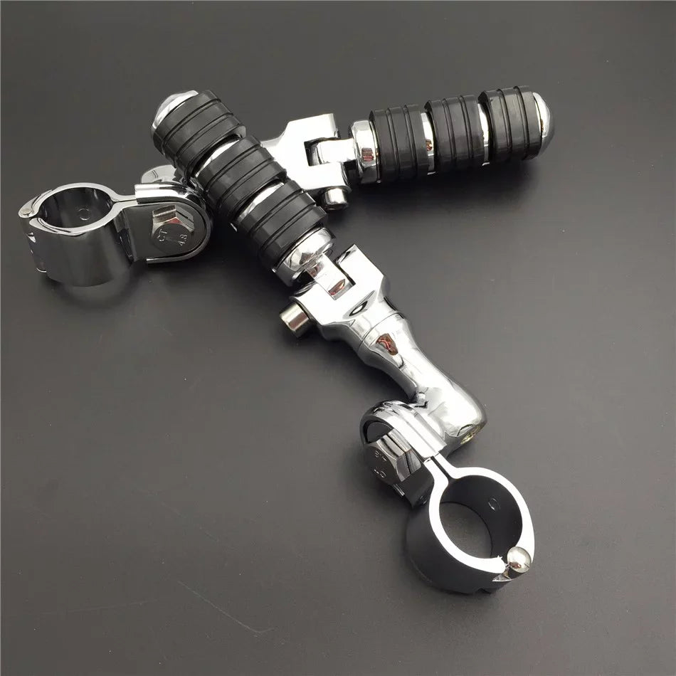 Sportster /Kawasaki VN1500 Harley For HTT-MOTOR Regular VN900 with Pegs 3 Chrome Clamps Rocket VN2000 1.5" Angled 1-1/2" VN400 1200/Triumph Footrest Foot Short XL 883 Vulcan