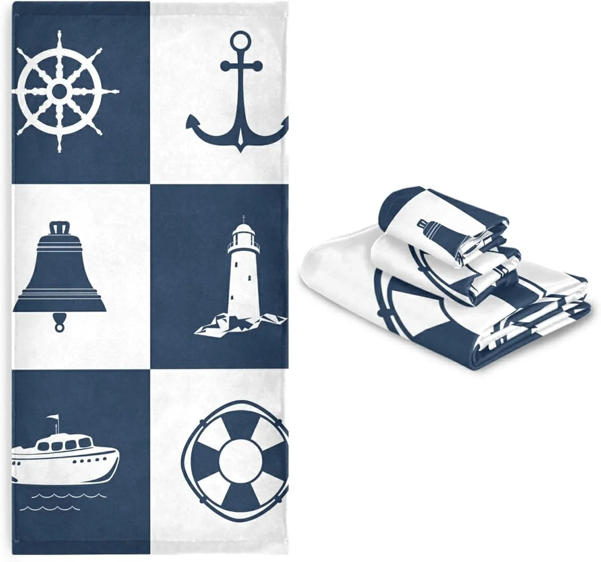 Towels for Checked Vessel 3 Decorative Dreamtimes Absorbent Bathroom Towels Anchor Sailing Soft Sets Towel Lighthouse Cotton Fingertip Piece Hand Bath
