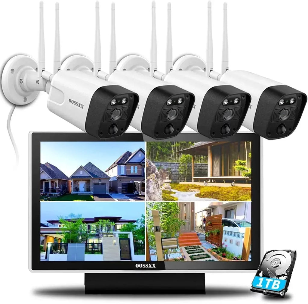 monitor System}, audio Wireless 5.0mp PIR Antennas, one by 4pcs All-in {Full Detection Camera OOSSXX 1TB，Dual 10-inch two-way with