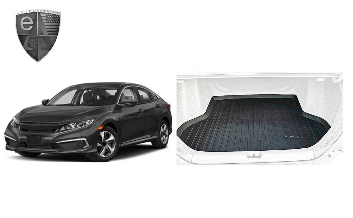 Trunk Trunk Civic Honda to – – Mats Mat – for Weather-Resistant Pre-Cut – Non-Slip Rubber Trunk EACCESSORIES – Sedan Mat for Install with Liner Raised Cars Laser EA Cargo Lip Design Easy Car 2016-2021