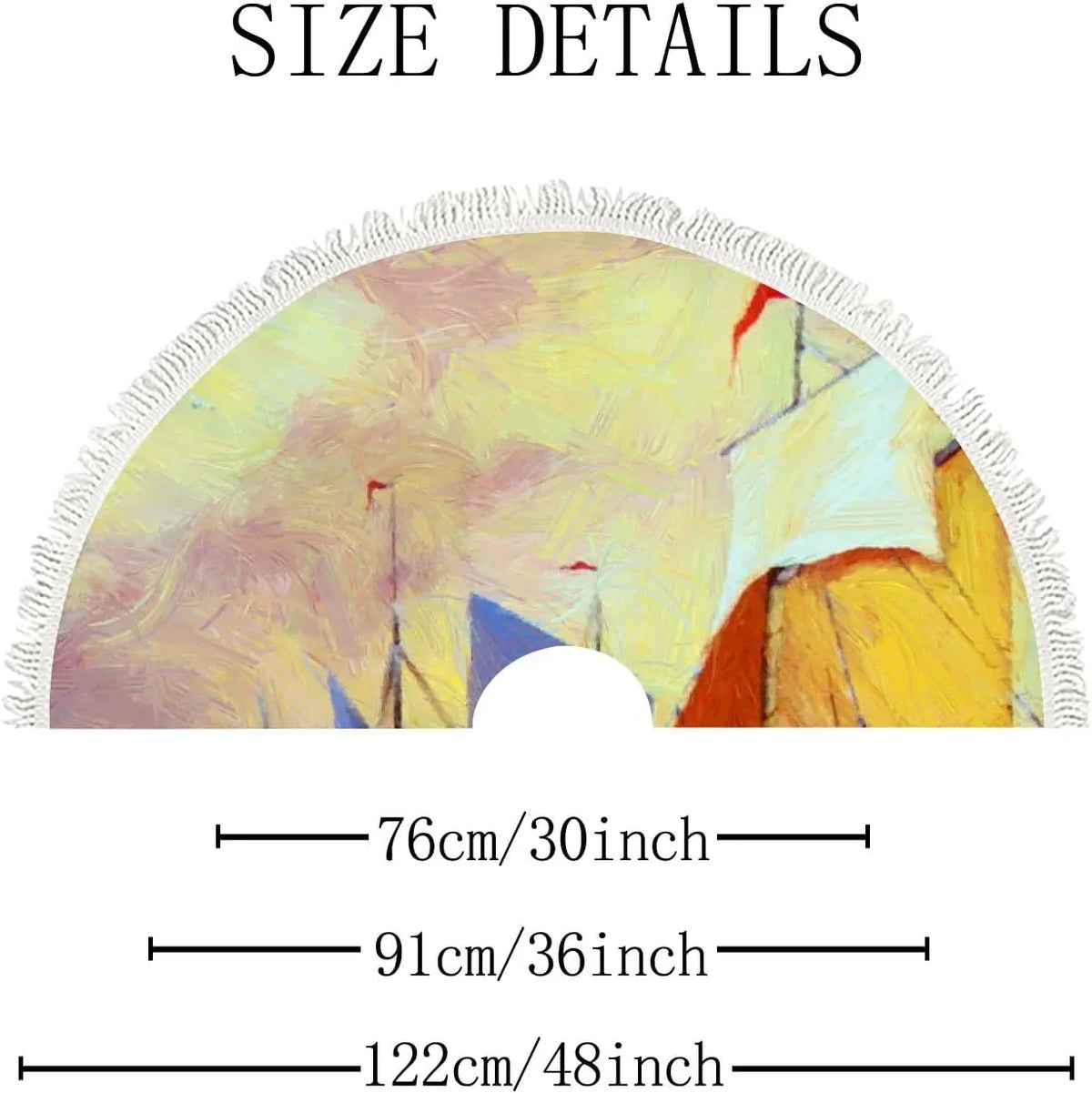 Landscape with Fishing Wedding 30 Skirt Season Party Tree Tassel for Tree Decorations Farmhouse Christmas Holidays inch, Wellsay Xmas Tree Decor Boats Sea Ornaments All Slim Mat