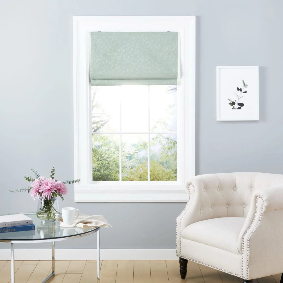 Home Botanical Shade, Sage Bolan Total Exclusive Blackout 64", 34"x Roman