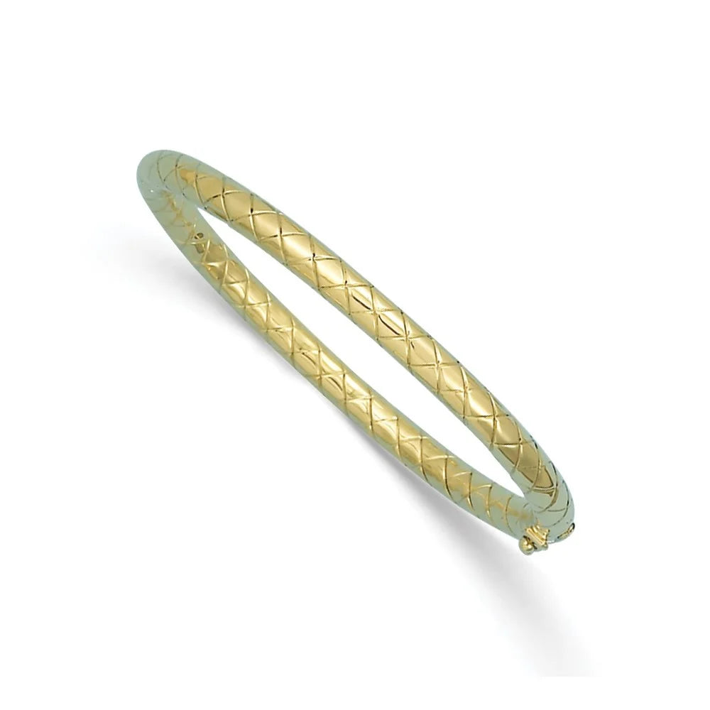 Men for 5mm Auriga and Bangle Hinged Gold Polished Grooved 14k Yellow