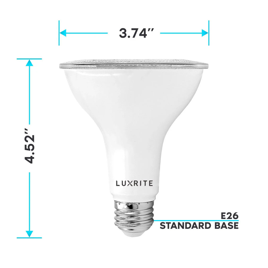 Listed 850 Lumens Warm Wet Rated PAR30 UL Flood Luxrite 6-Pack Base Dimmable LED Bulb E26 11W White 2700K Light