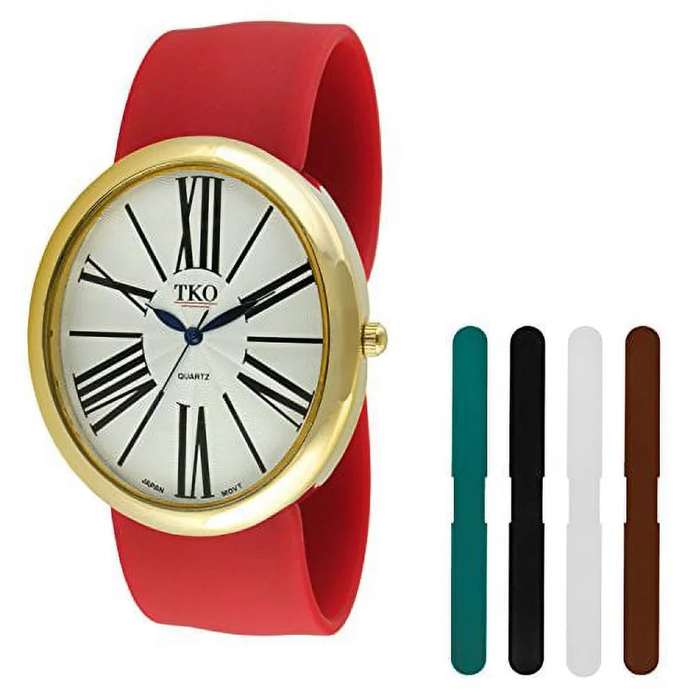 5 Numeral Gift Slap Large Dial Set Gold Roman Interchangeable Watch Band