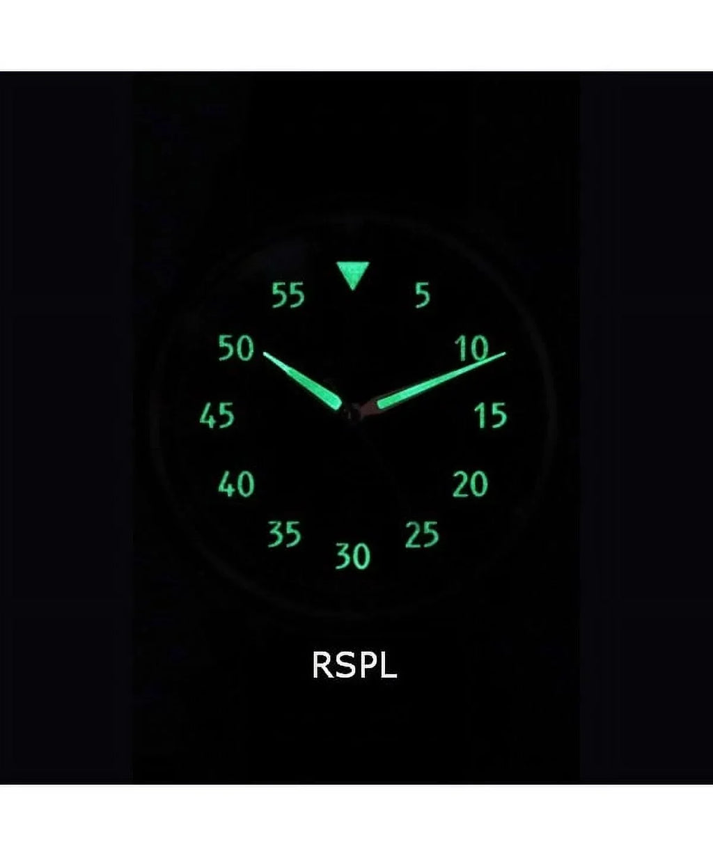 Textured Leather Watch Black Men's RTS320 Ratio Skysurfer Dial Pilot 200M Automatic