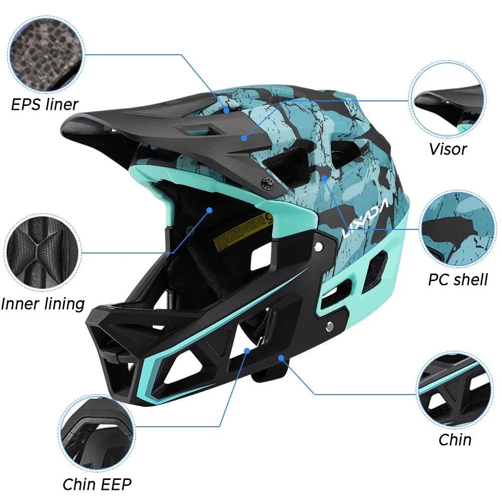 Bike Helmet Dadypet Face Head - 59-61cm Helmet MTB 31 Mountain Adult Full for Vents, Circumference Men/Women, Downhill Visor,