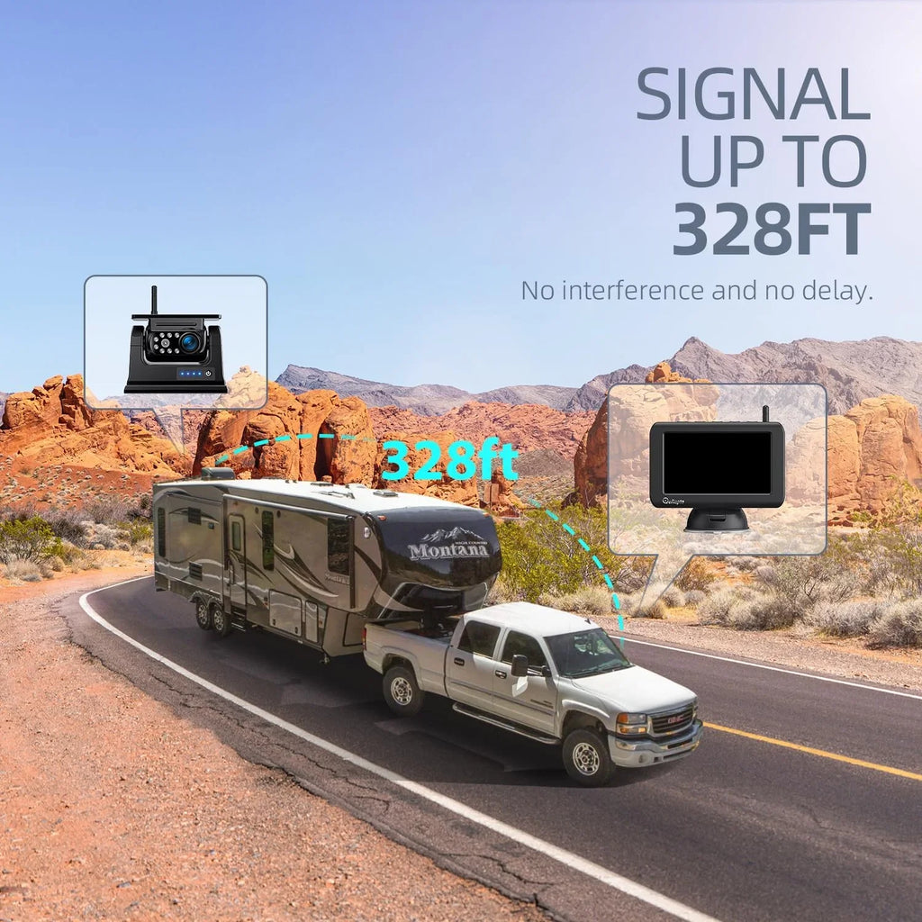 DIY No Solar 1080P Camera Wireless Waterproof Drilling 1 X5 HD eRapta 5'' Magnetic Installation Backup Monitor Min
