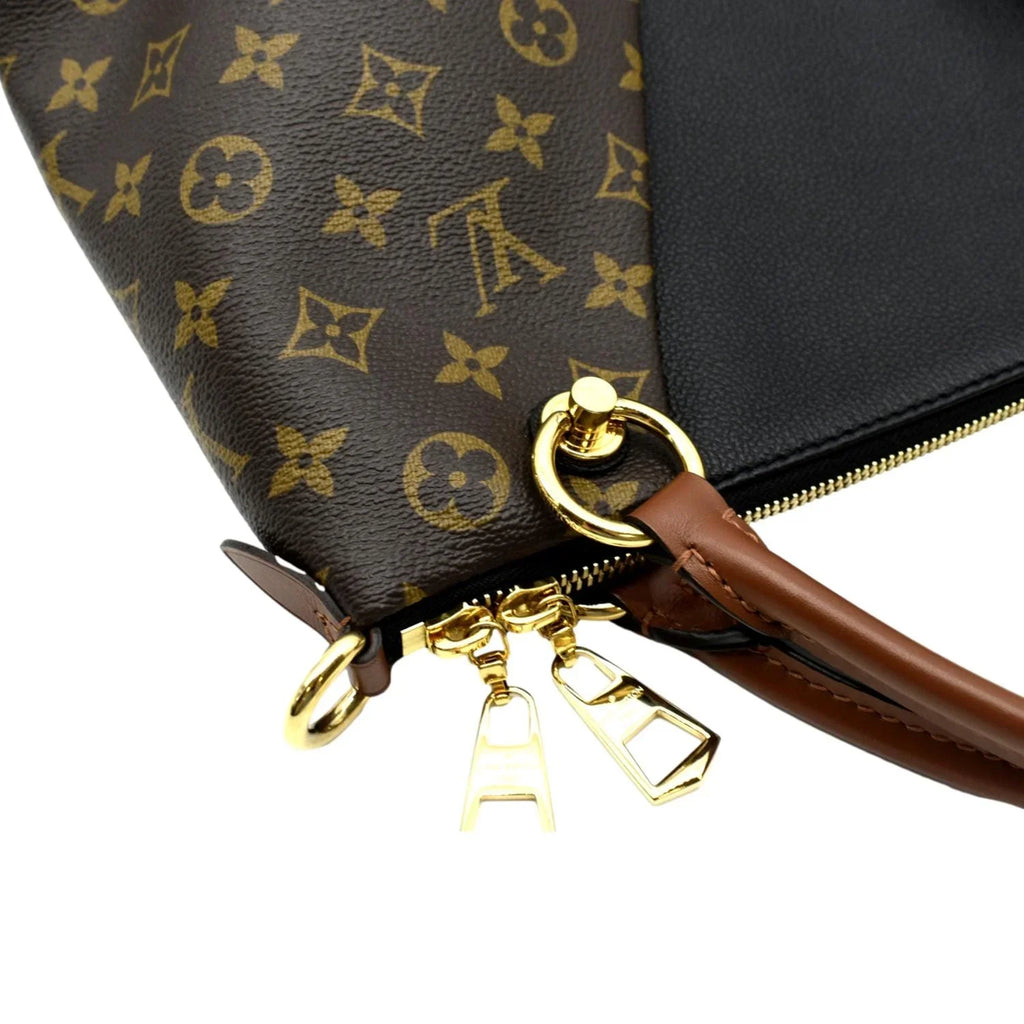 Black VUITTON Hobo MM V LOUIS Bag Pre-owned Monogram Leather