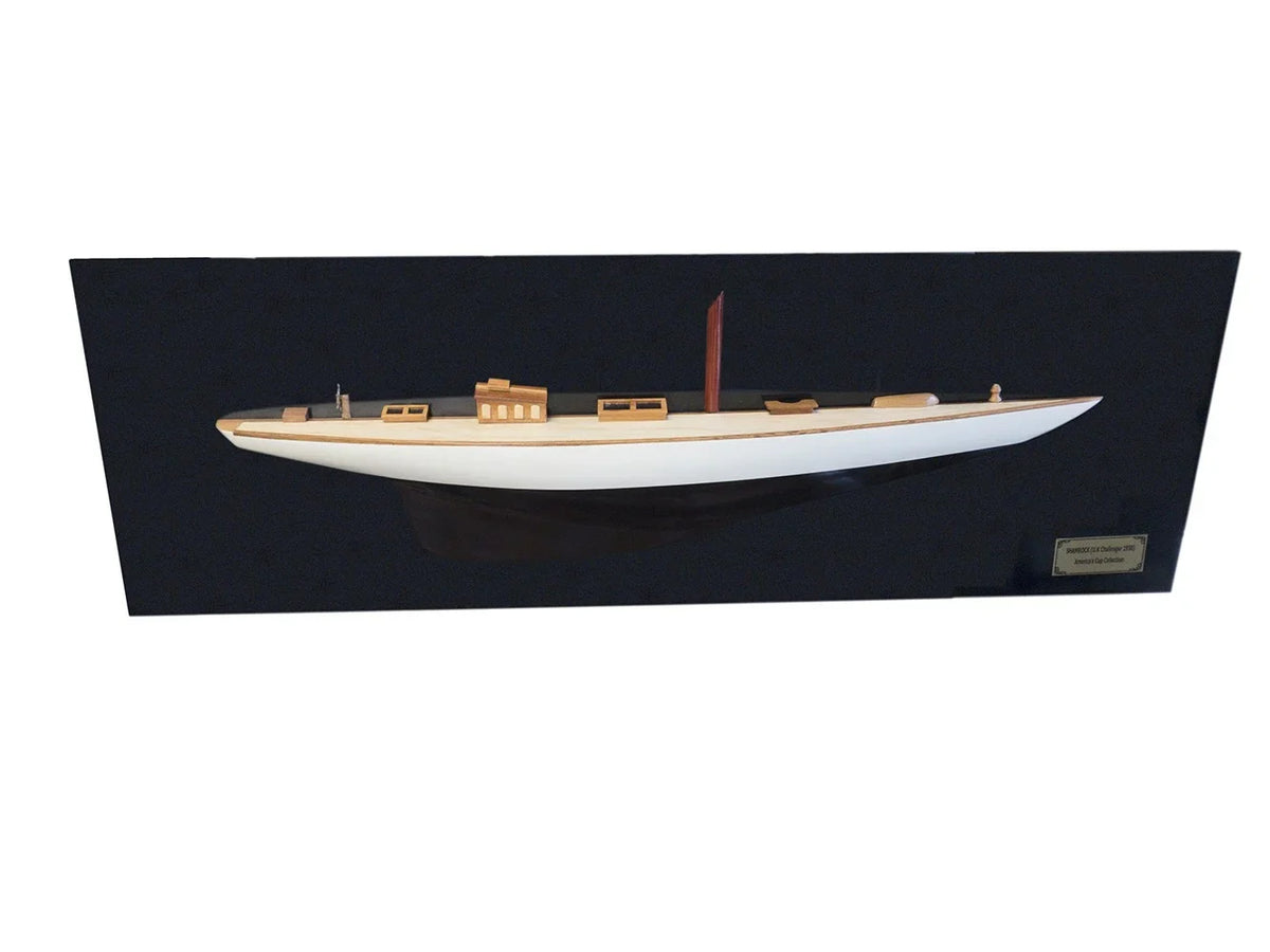 Yacht Half-Hull Boat, Shamrock in. HomeRoots Black Decorative Hand & White V 12 Boat Painted 401899