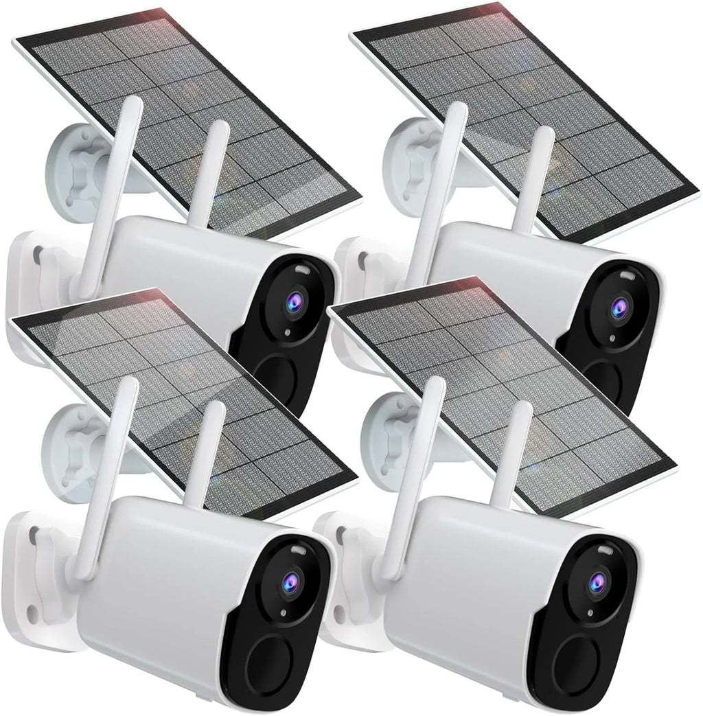System 2 Outdoor, with Camera BW4PLUS-SP, Security Siren, & Powered Camera Solar WiFi Rraycom Color with Talk, Night Spotlight BW4P-SP-W-4PC Alexa, Solar Way Vision, Compatible 2K Surveillance