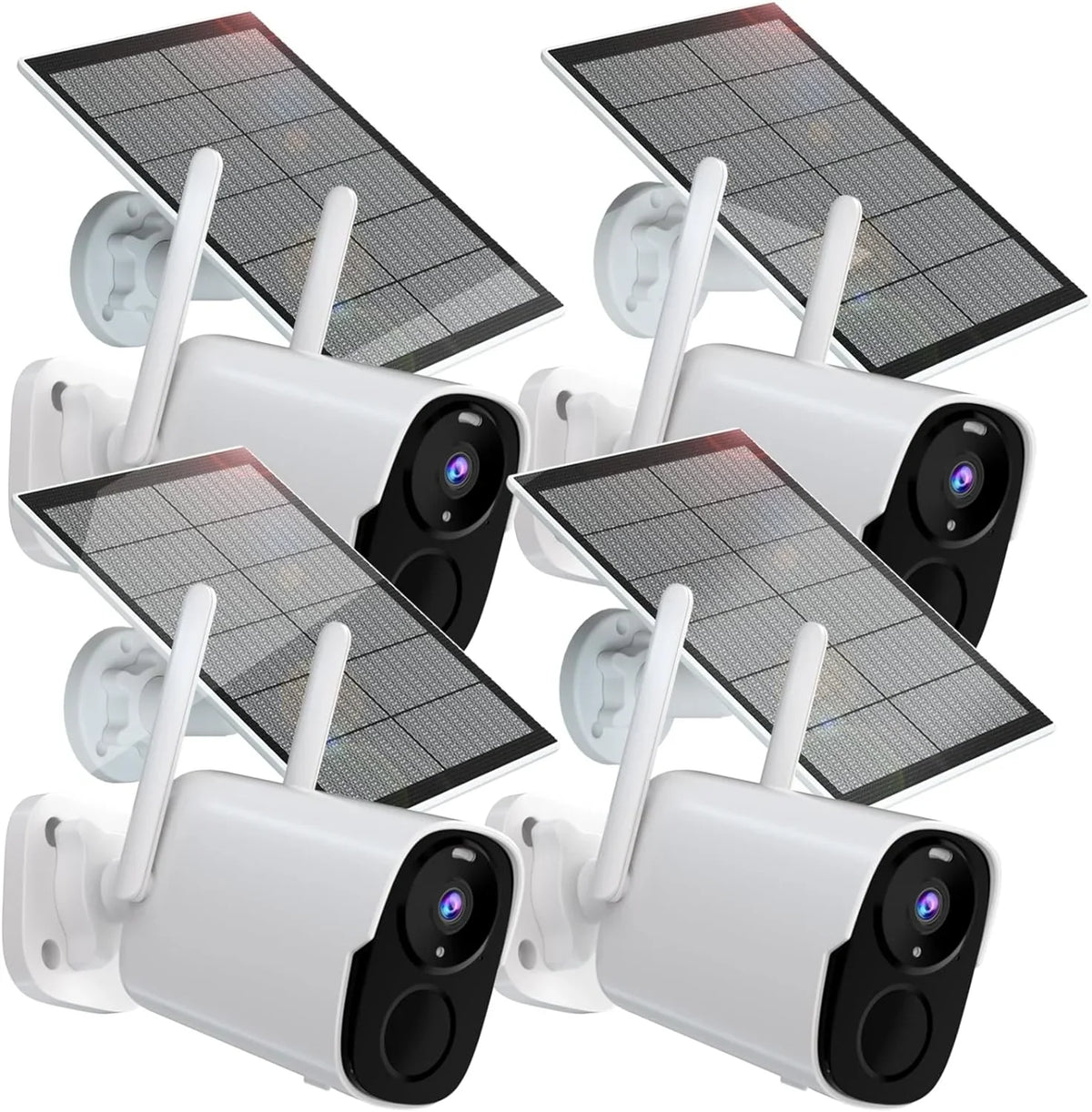System 2 Outdoor, with Camera BW4PLUS-SP, Security Siren, & Powered Camera Solar WiFi Rraycom Color with Talk, Night Spotlight BW4P-SP-W-4PC Alexa, Solar Way Vision, Compatible 2K Surveillance