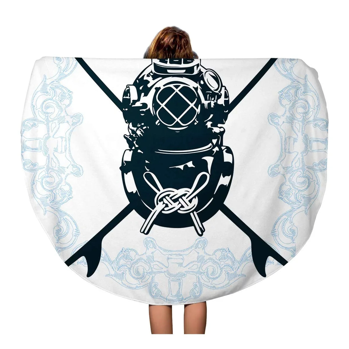 Blanket Towel Antique Circle Mat Aqualung Towels Circular Surf Diving Beach inch Surfboard SIDONKU Activity Classic 60 Tapestry Shield Round Throw Beach Suit Travel