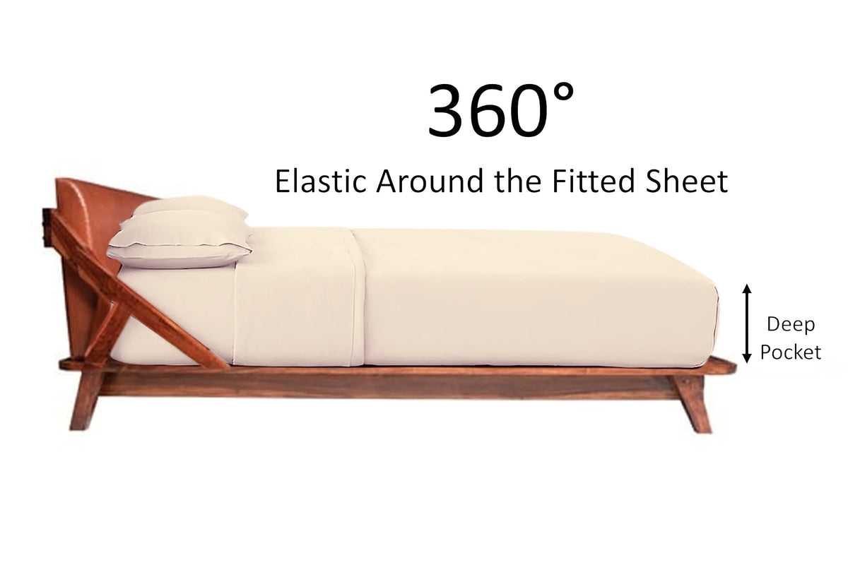 Fit @ Brand Cotton Count Upto 6-Piece 1000 Deep 22 Deep Pattern, Pocket, 100% Pocket 'hotellinen' Super Hotel Solid Extra Inches Thread Sheet (King, Soft Set Ivory) Egyptian