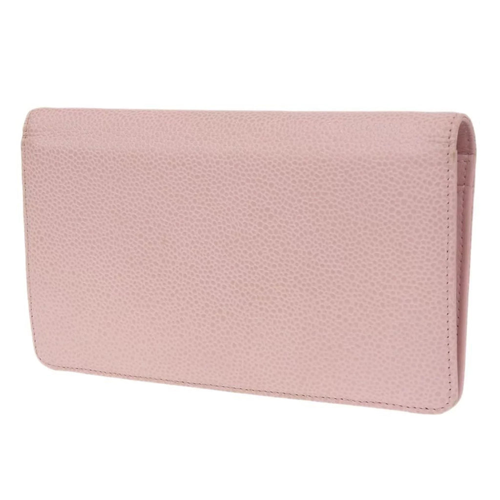 logo series caviar A48651 here pink Pre-Owned bi-fold Chanel skin wallet long (Good) 16 CHANEL mark