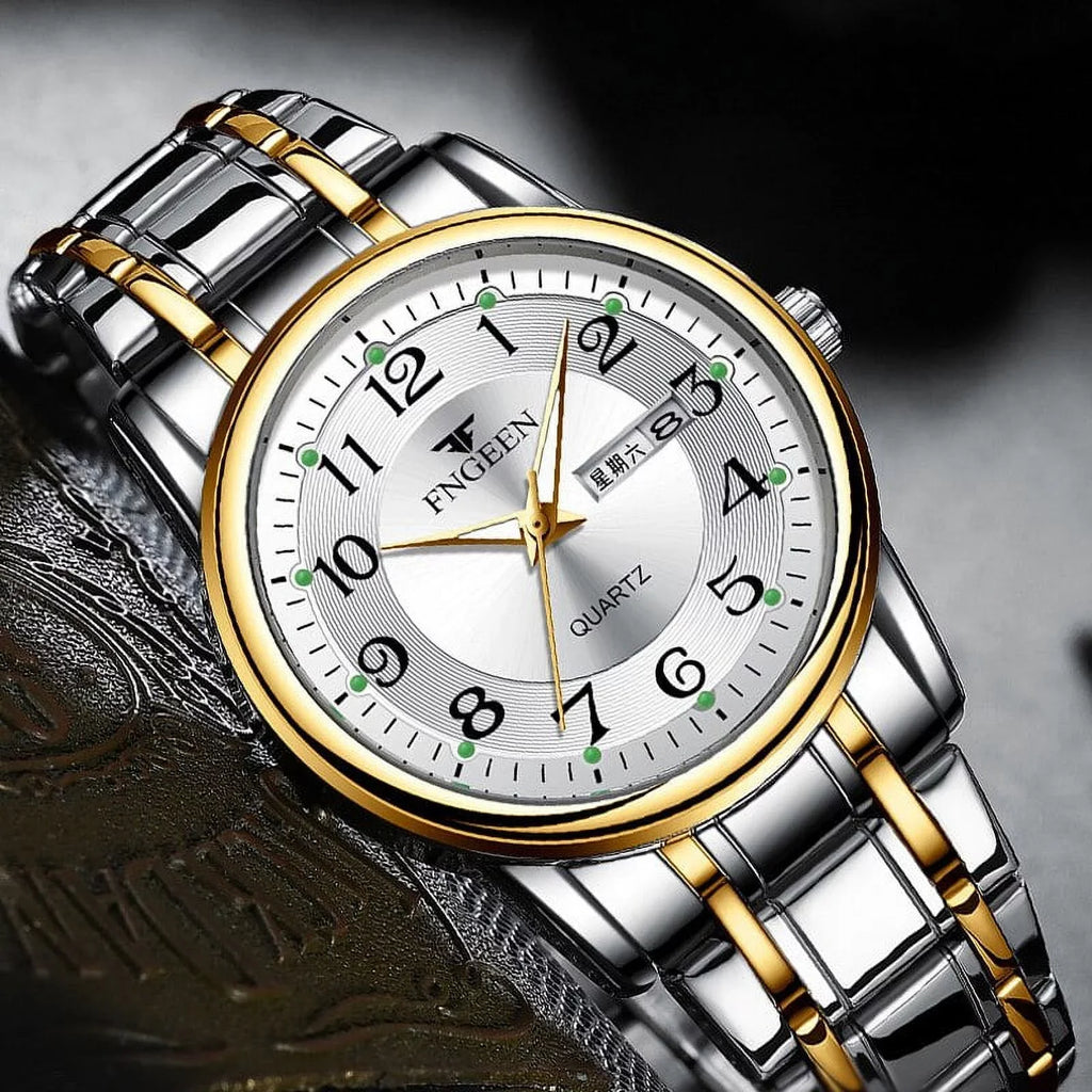 Relogio Mens Stainless Quartz Sport Luxury FNGEEN Watch Man Top Steel Luminous Brand Watches Wristwatch Masculino Hands Men