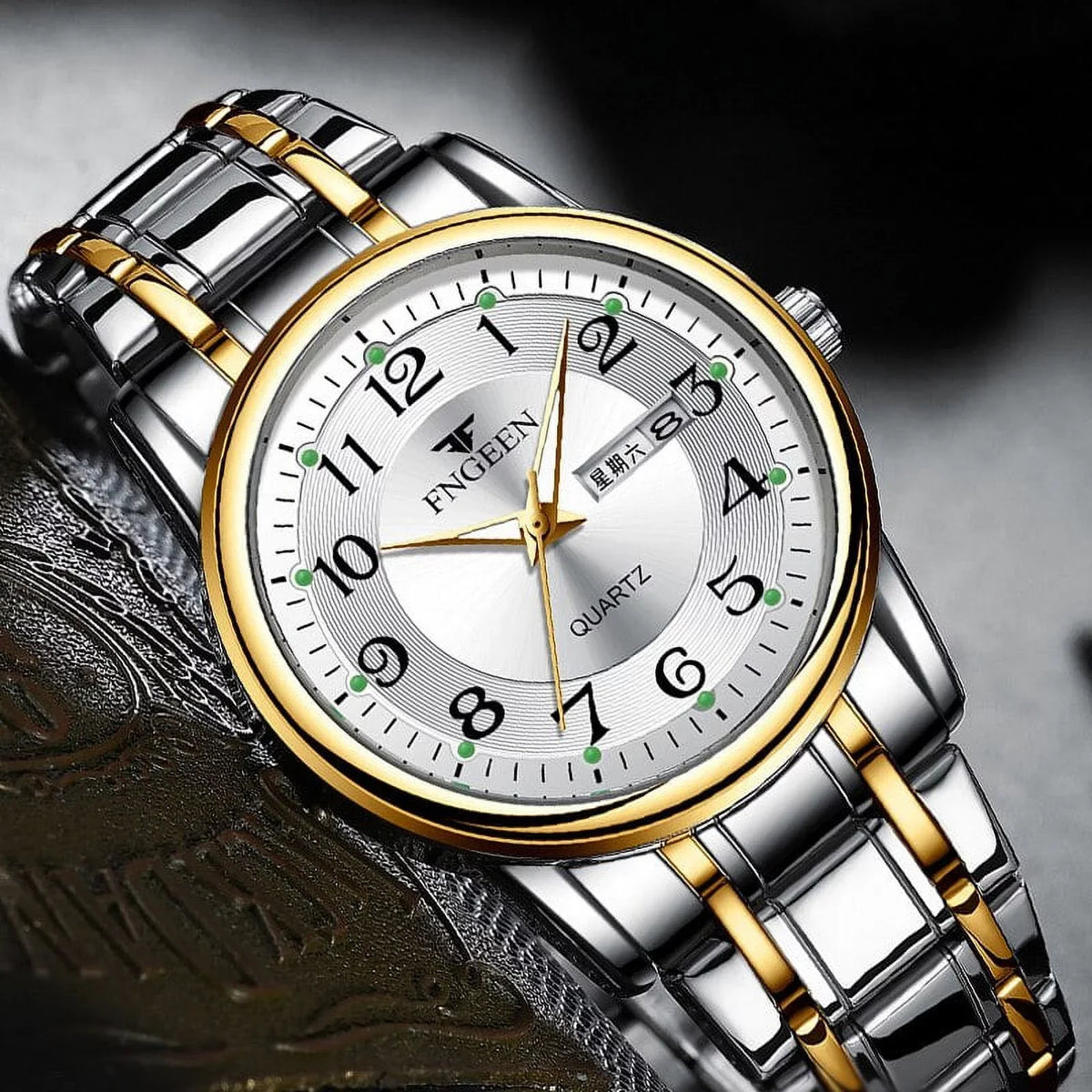 Relogio Mens Stainless Quartz Sport Luxury FNGEEN Watch Man Top Steel Luminous Brand Watches Wristwatch Masculino Hands Men