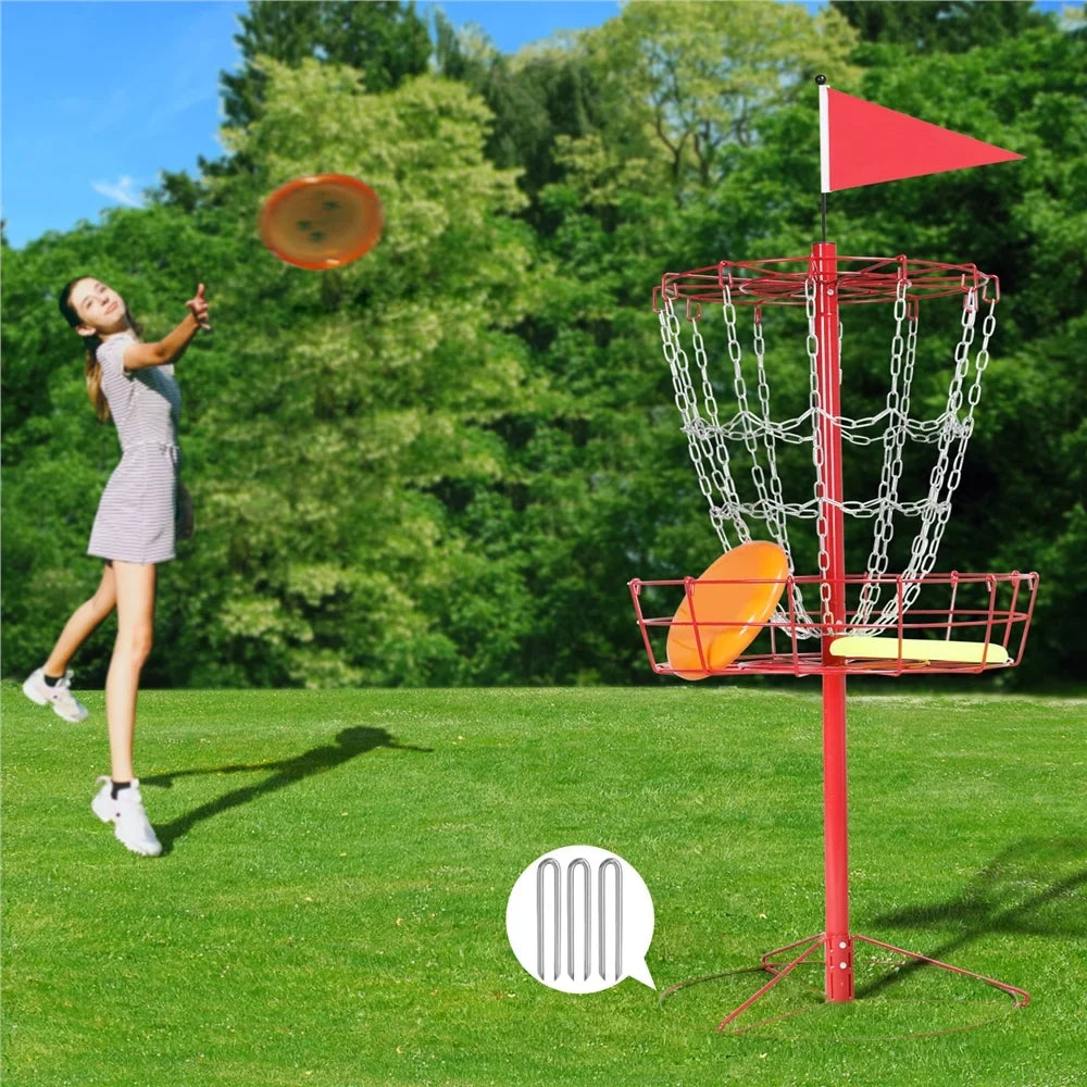 Golf Baske, 12-Chain Red Easyfashion Disc Metal
