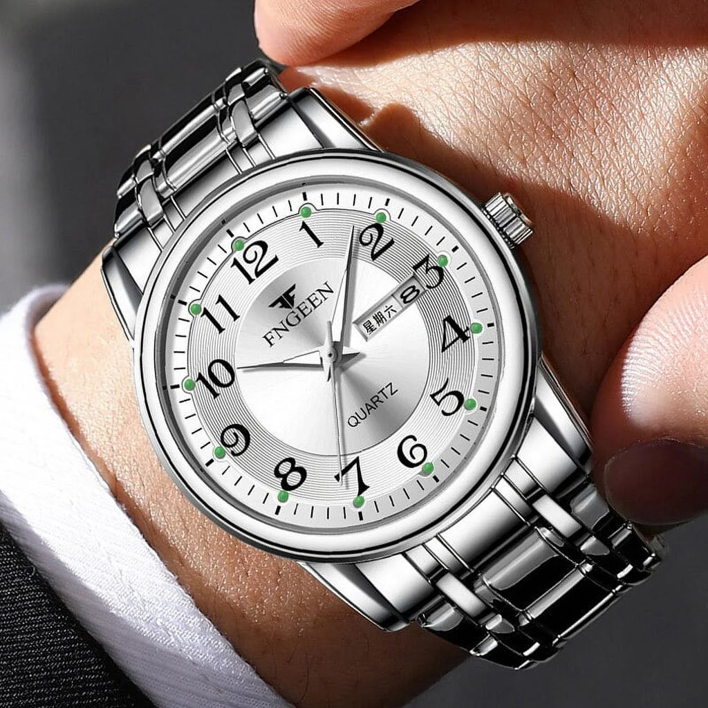 Relogio Mens Stainless Quartz Sport Luxury FNGEEN Watch Man Top Steel Luminous Brand Watches Wristwatch Masculino Hands Men