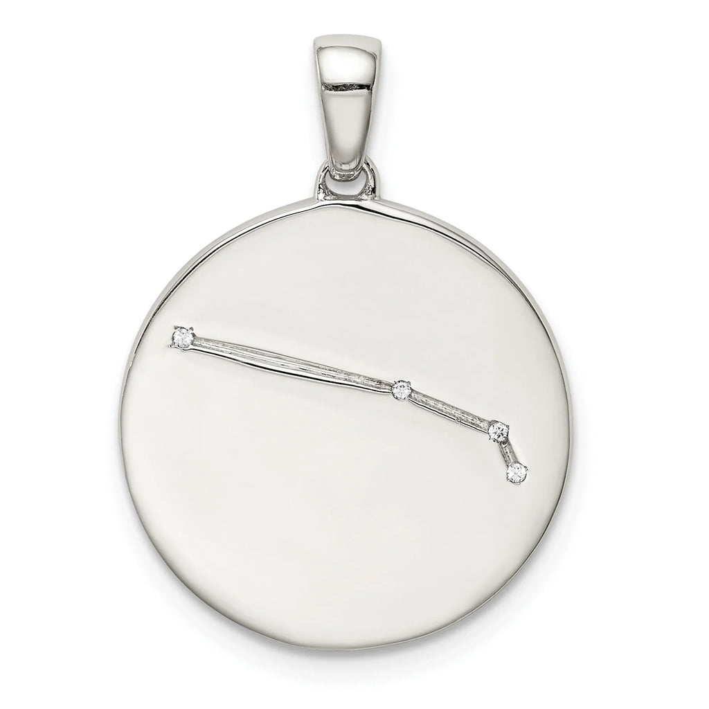 CZ Aries QQC9730 Silver Sterling Rhodium-plated Pendant Zodiac &
