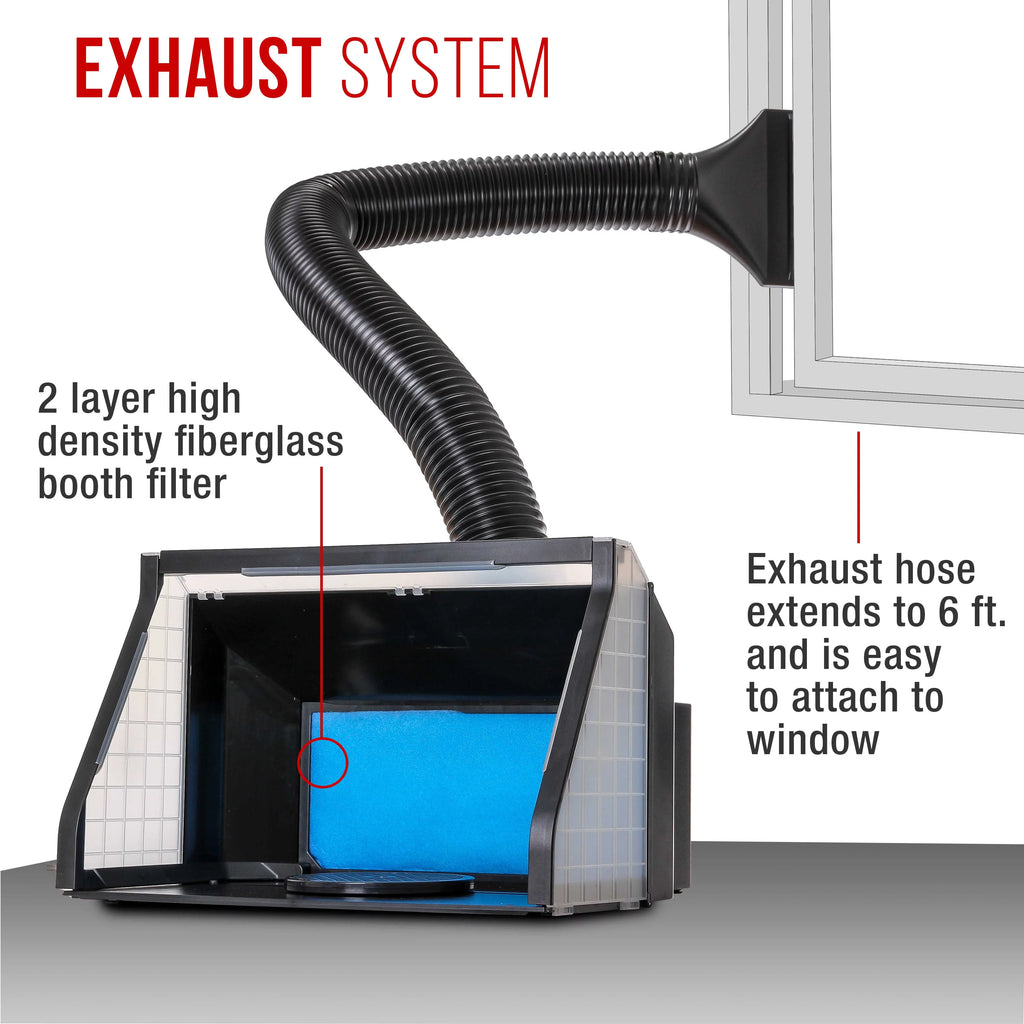 Dual Lights, Kit LED Portable, Fan, Hose Spray to Exhaust Airbrush (Extends Booth Hobby 5.6 up with Extension Feet)