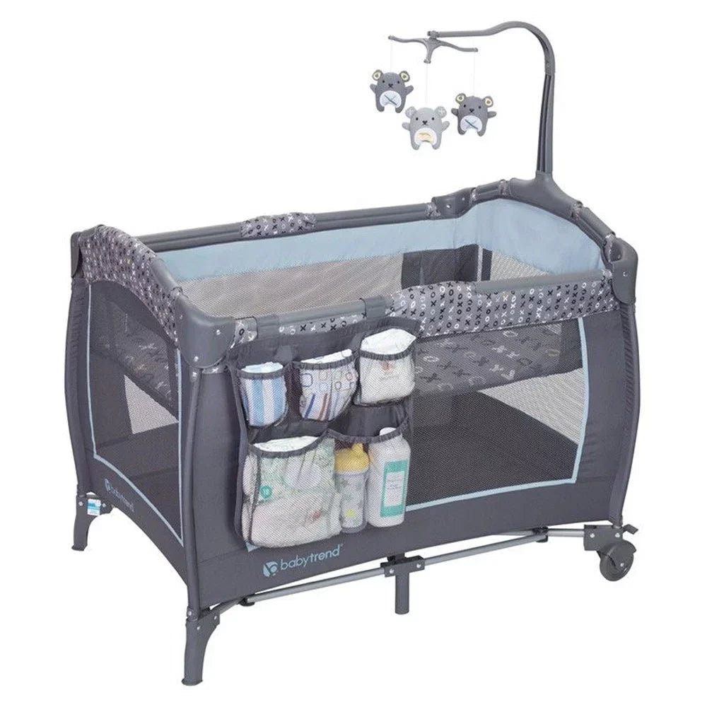 Trend-E Nursery Baby Play Yard Starlight Trend (2 Pack) Center Wheels, Blue with