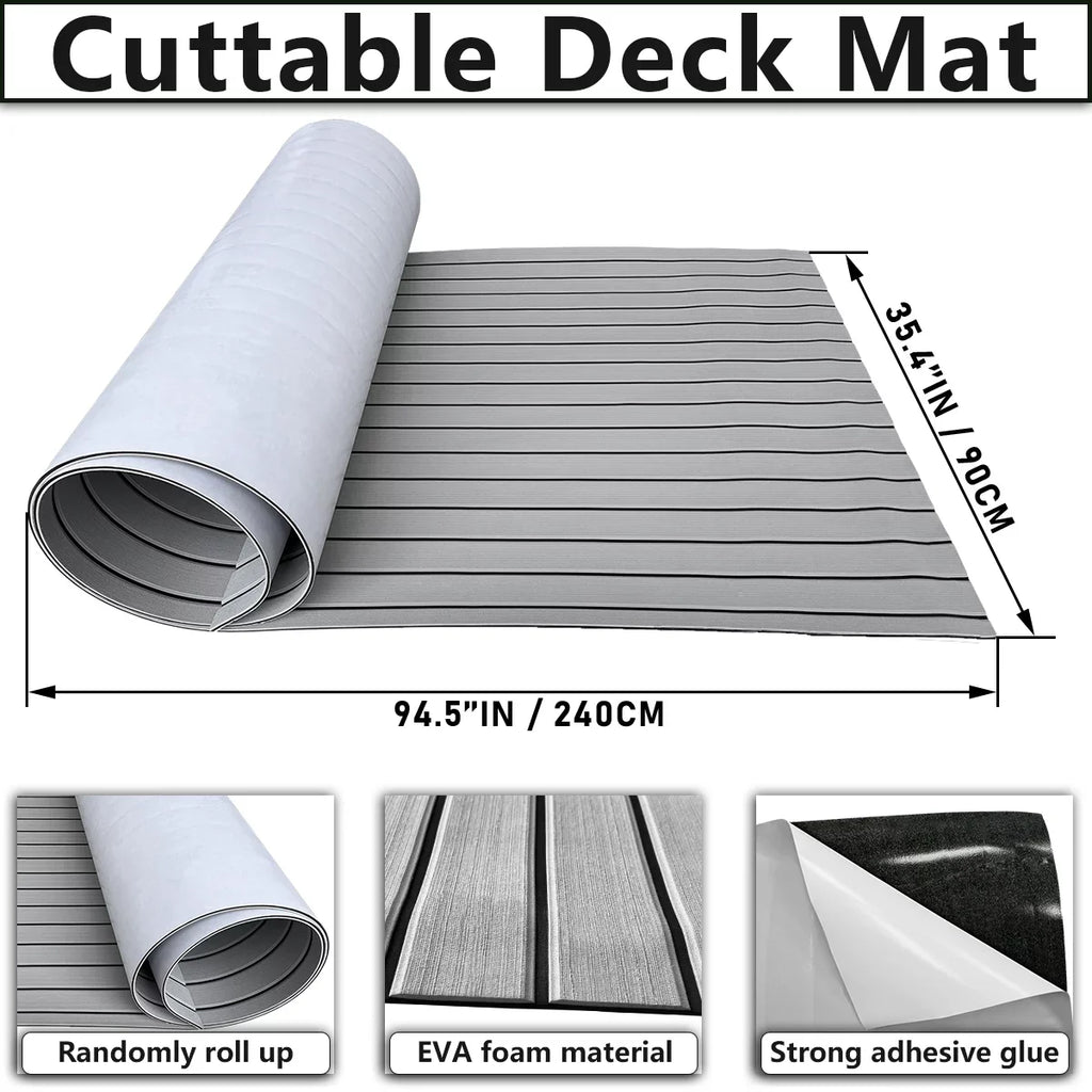 Sheet/Carpet Fits 35" for Sea HJDECK Teak Pad Marine Deck EVA Faux Self-Adhesive Non-Skid Mats/Decking 94"x Yacht Foam Boat RV Boat Decking Flooring